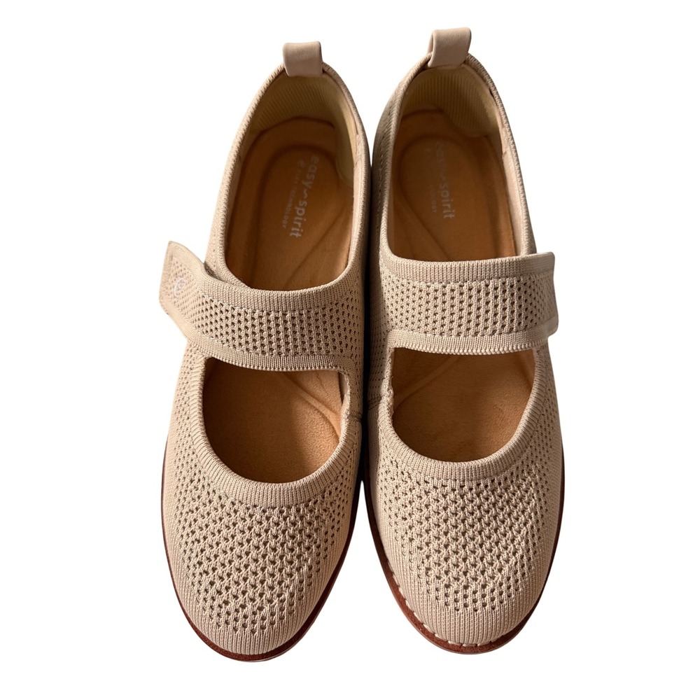 Easy Spirit Tan Knit Mary Jane Shoes Women's 7.5W Comfort‎ Walking Strap